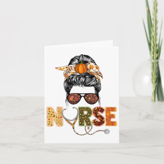 Carte Infirmière automne Thanksgiving Stethocope Scrub R (Devant)