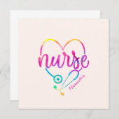 Carte "Infirmière" avec stéthoscope en forme de coeur (Devant / Derrière)