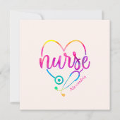 Carte "Infirmière" avec stéthoscope en forme de coeur (Devant)