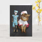 Carte Infirmière Cat et Dr Bones (Fleur jaune)