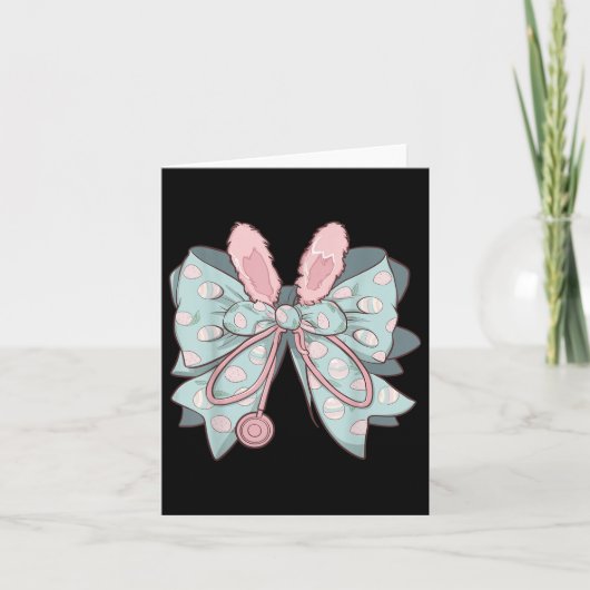 Carte Infirmière Coquette Bow Easter Bunny Eggs Ear Nurs (Devant)