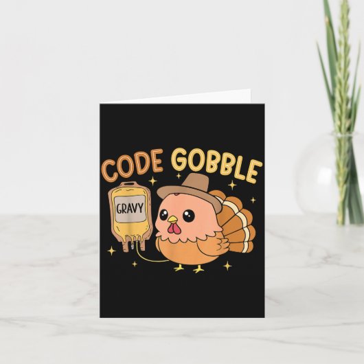 Carte Infirmière de Thanksgiving Code Gobble Drôle Dindo (Devant)