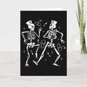 Carte Infirmière drôle de squelette dansant Halloween Co