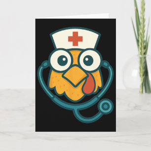 Carte Infirmière drôle poulet humour de docteur Action d