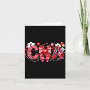 Carte Infirmière fille Cna Valentine Coquette Bow Stetho