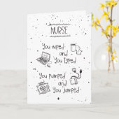 Carte Infirmière Humour de retraite drôle main tiré (Fleur jaune)