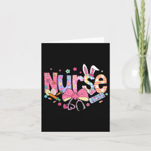 Carte Infirmière Jour de Pâques Cute Coquette Stethoscop