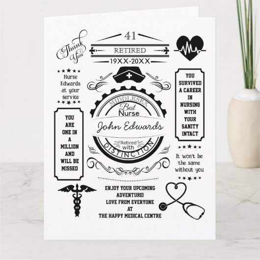 Carte infirmière longue service quittant le service médi (Devant)