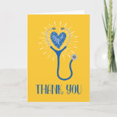 Carte Infirmière Merci Stethoscope bleu jaune Merci (Devant)