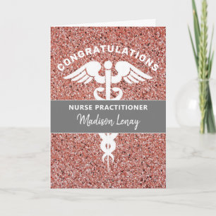Carte Infirmière Praticien Rose d'études Gold Nom