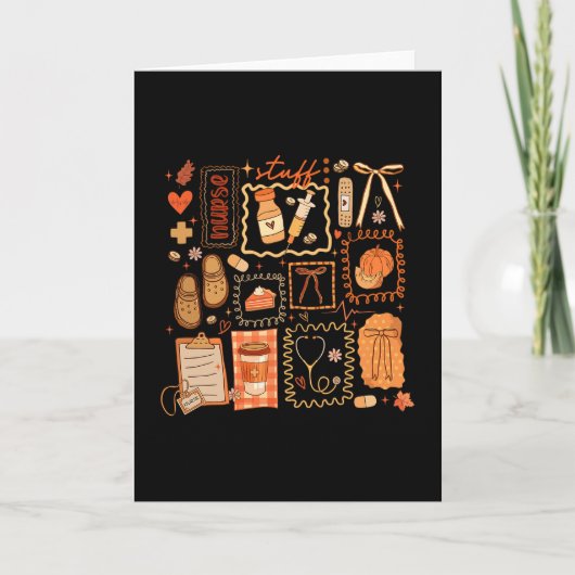 Carte Infirmière reconnaissante Stethoscope automnal Coq (Devant)