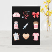Carte Infirmière rose Saint-Valentin Stéthoscope Blouse (Fleur jaune)