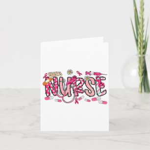 Carte Infirmière stéthoscope rose Médicale cancer du sei