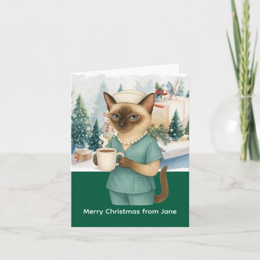 Carte Infirmière temps de Noël sur le lieu de travail (Devant)