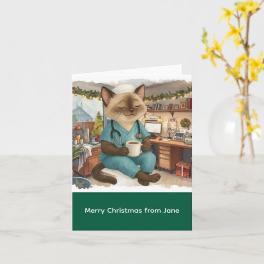 Carte Infirmière temps de Noël sur le lieu de travail (Fleur jaune)