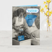 Carte Infirmière Vintage à chien avec un cône (Fleur jaune)