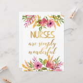 Carte Infirmières citations Appréciation Merci Graduatio (Devant/Arrière en situation)