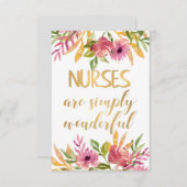 Carte Infirmières citations Appréciation Merci Graduatio (Devant / Derrière)