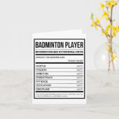 Carte Information Du Joueur De Badminton Et Faits Nutrit (Fleur jaune)
