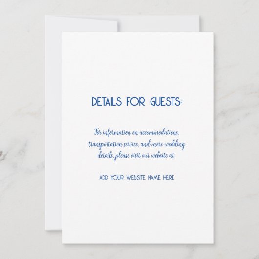 Carte Informations mariage Clients Blue White Trendy (Devant)