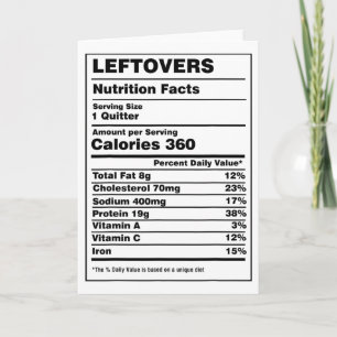 Carte Informations nutritionnelles Restes Quitter Drôle