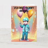 Carte Ingénieur mâle coloré Anniversaire (Devant)