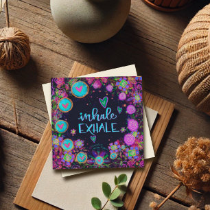Carte Inhale Exhale Coeurs Inspirationnels Violet Plutôt