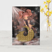 Carte initiale d'anniversaire J, jolie petite fée (Fleur jaune)