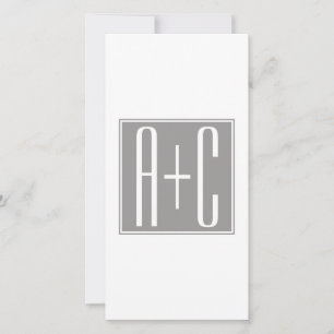 Carte Initiales de couple modifiables Blanc et gris