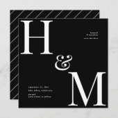 Carte Initiales de typographie moderne mariage enregistr (Devant / Derrière)