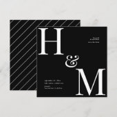 Carte Initiales de typographie moderne pour mariage à la (Devant / Derrière)