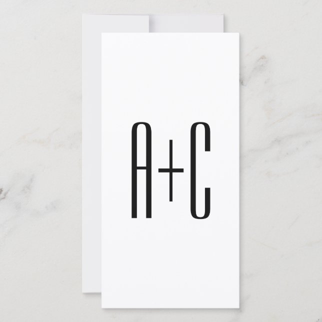Carte Initiales élégantes de couples modernes | Blanc et (Devant)