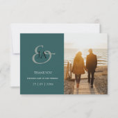 Carte Initiales Emeraude moderne Mariage photo (Devant)