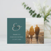 Carte Initiales Emeraude moderne Mariage photo (Debout devant)