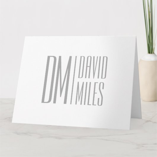 Carte Initiales et logo de nom gris minimal et moderne é (Devant)