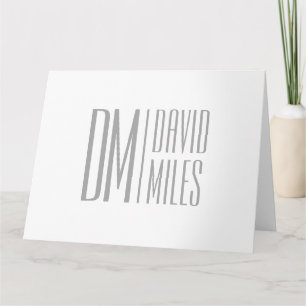 Carte Initiales et logo de nom gris minimal et moderne é