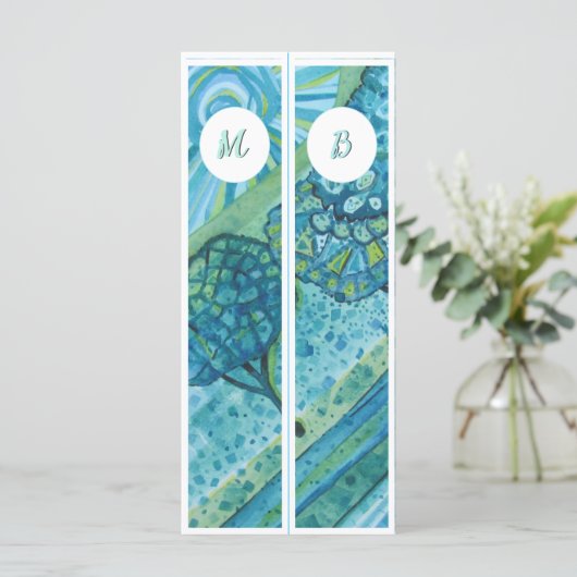 Carte Initiales Monogrammes Whimsical deux Signets (Debout devant)