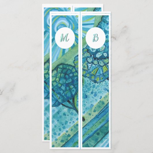 Carte Initiales Monogrammes Whimsical deux Signets (Devant / Derrière)