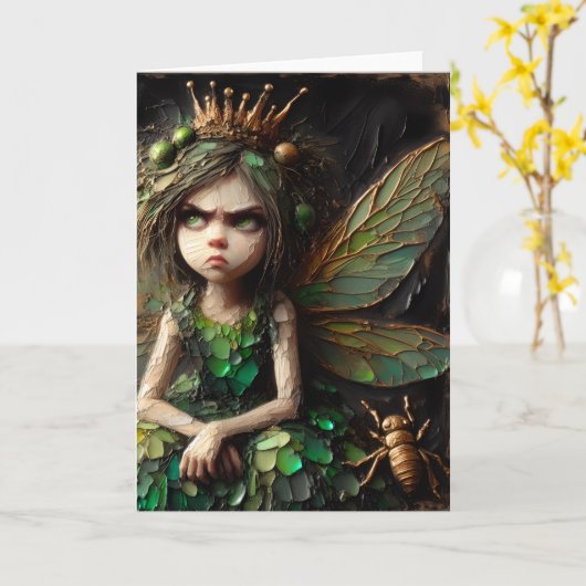 Carte Insecte dorée fée agacée (Fleur jaune)