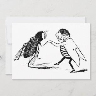 Carte Insectes vintage dansant; mouche diptère