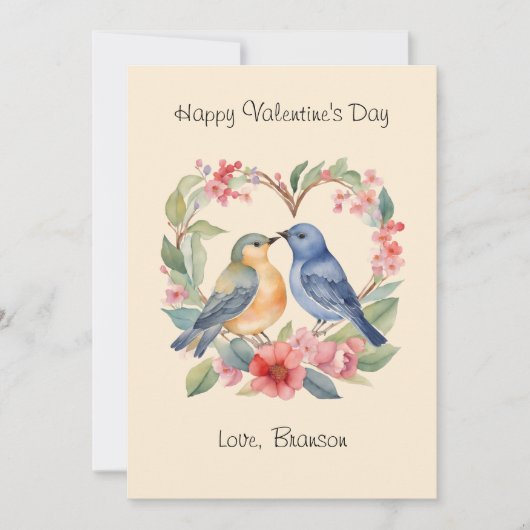 Carte Inséparable Heureuse Sainte-Valentin aquarel (Devant)