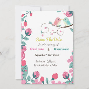 Carte inséparables fleurs printanières enregistrer la da