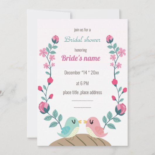 Carte inséparables fleurs printanières nuptiale invitati (Devant)