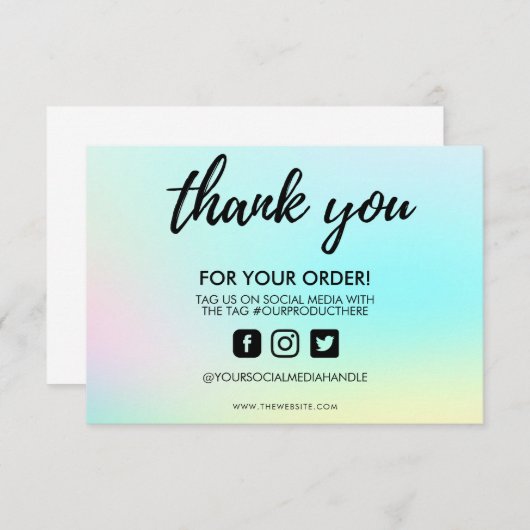 Carte Insertion de Merci de changement de couleur (Devant / Derrière)