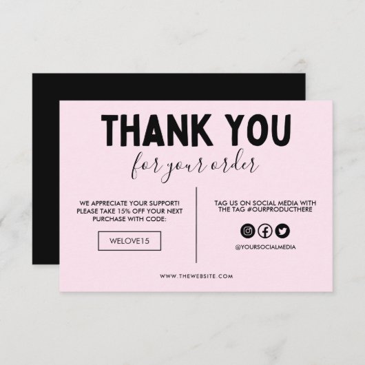 Carte Insertion de supports de Merci (Devant / Derrière)