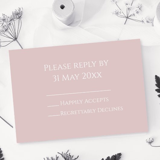 Carte Insertion RSVP élégante rose douce