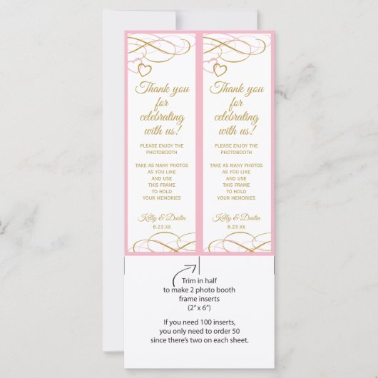 Carte Insertions de cadres de cabine photo mariage (rose (Devant)