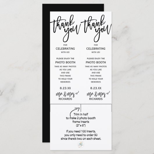 Carte Insertions de cadres de la cabine photo | Script d (Devant / Derrière)