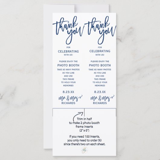 Carte Insertions de trames de cabine photo mariage - (bl (Devant)