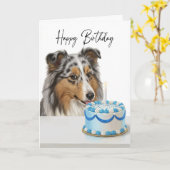 Carte Inspecteur de gâteau Blue Merle Sheltie (Fleur jaune)
